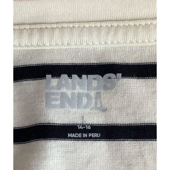 Lands End Womens Striped 3/4 Sleeve Boatneck Tee Shirt Size 14-16 White & Navy - Picture 5 of 6